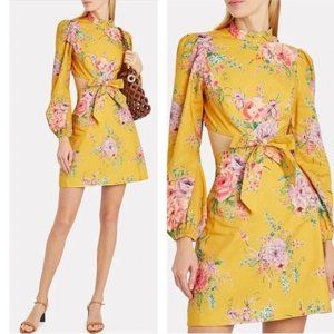 Zimmermann Zinnia bow cutout yellow floral dress size 0
